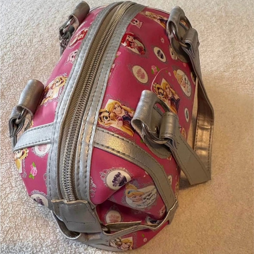 Disney Princess Pink Mini Satchel with Silver Trim, Ariel Cinderella Aurora - Picture 2 of 4